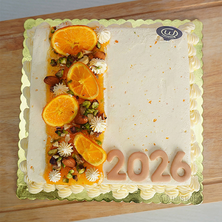 2026 New Year Orange Ribbon Cake