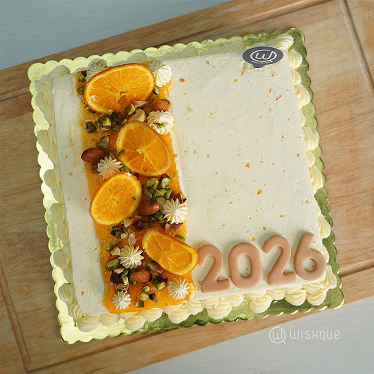 2026 New Year Orange Ribbon Cake