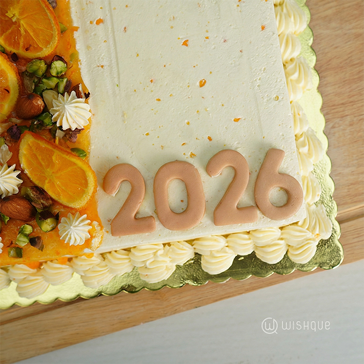 2026 New Year Orange Ribbon Cake