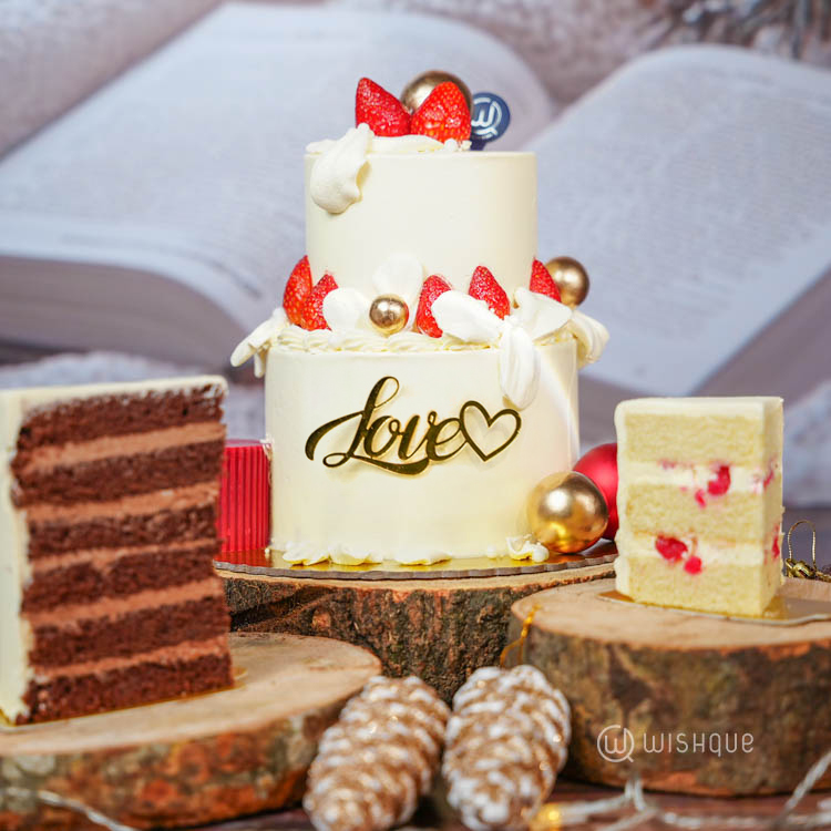 Cocoa Berry Coated Tower Cake