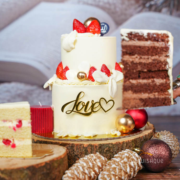 Cocoa Berry Coated Tower Cake