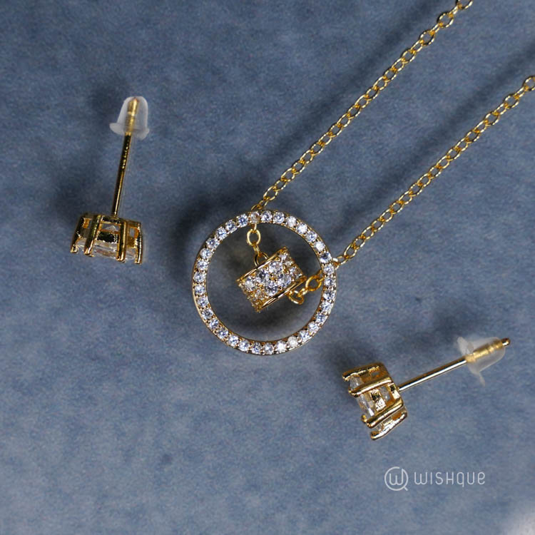 SK Women Jewelry Gift Set Quartz Wrist Watch with Earring and Necklace