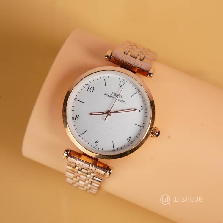 IBSO Stainless Steel Strap Luminous 3ATM Waterproof Watch And Jewellery Set