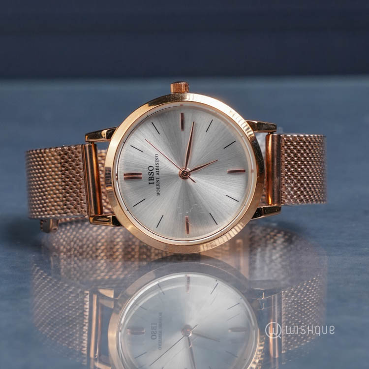 IBSO Ladies Quartz Rose Gold Watch and Necklace