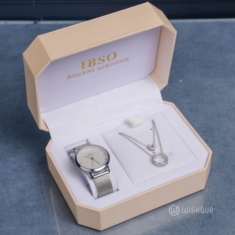 IBSO Ladies Quartz Silver Watch And Jewelry Set