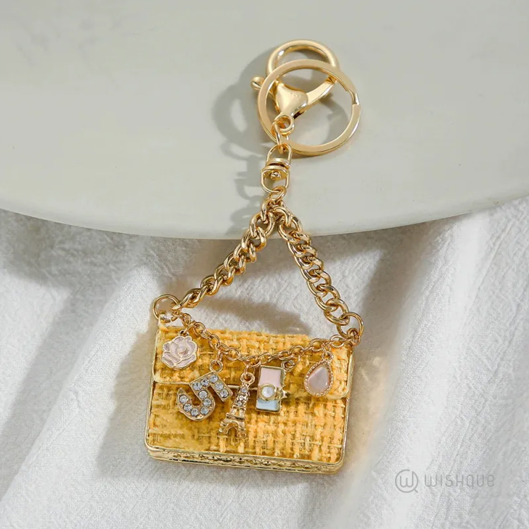 Metal Handbag Shaped Key Chain - Yellow