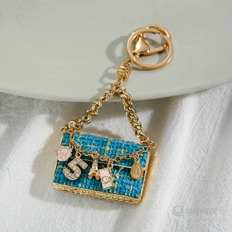 Metal Handbag Shaped Key Chain - Sky Blue
