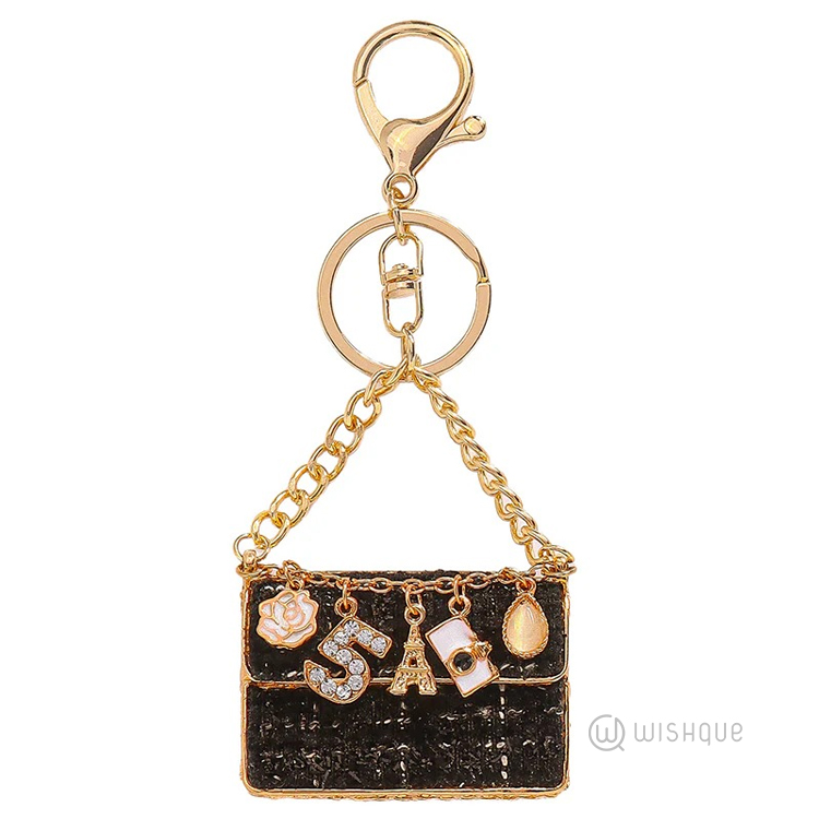 Metal Handbag Shaped Keychain - Black