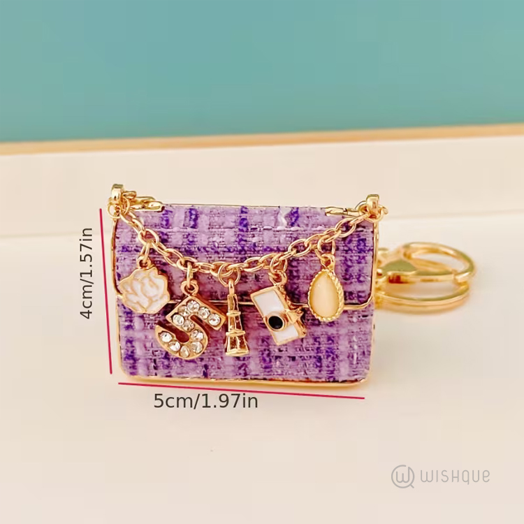 Metal Handbag Shaped Key Chain - Purple