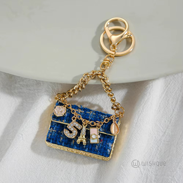 Metal Handbag Shaped Key Chain - Dark blue