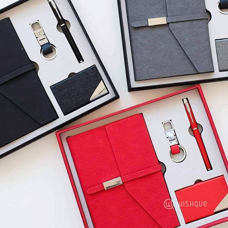 Pu Leather A5 Notebook Gift Set - Black