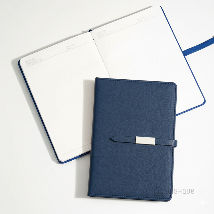 Pu Leather A5 Notebook Gift Set - Blue