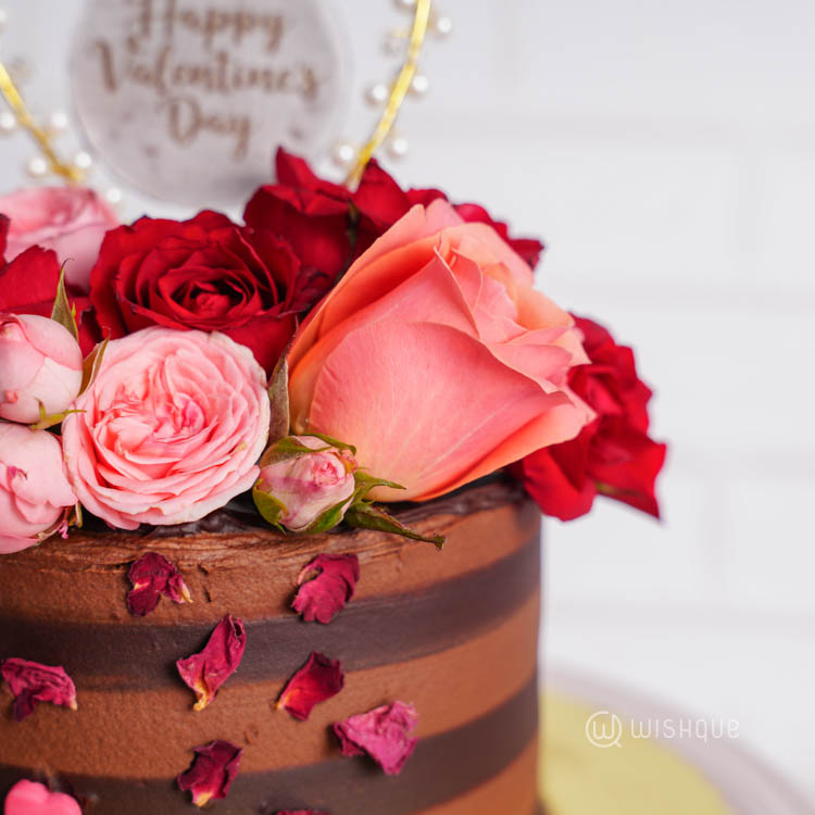 Happy Valentine's Rose Petal Chocolate Cake