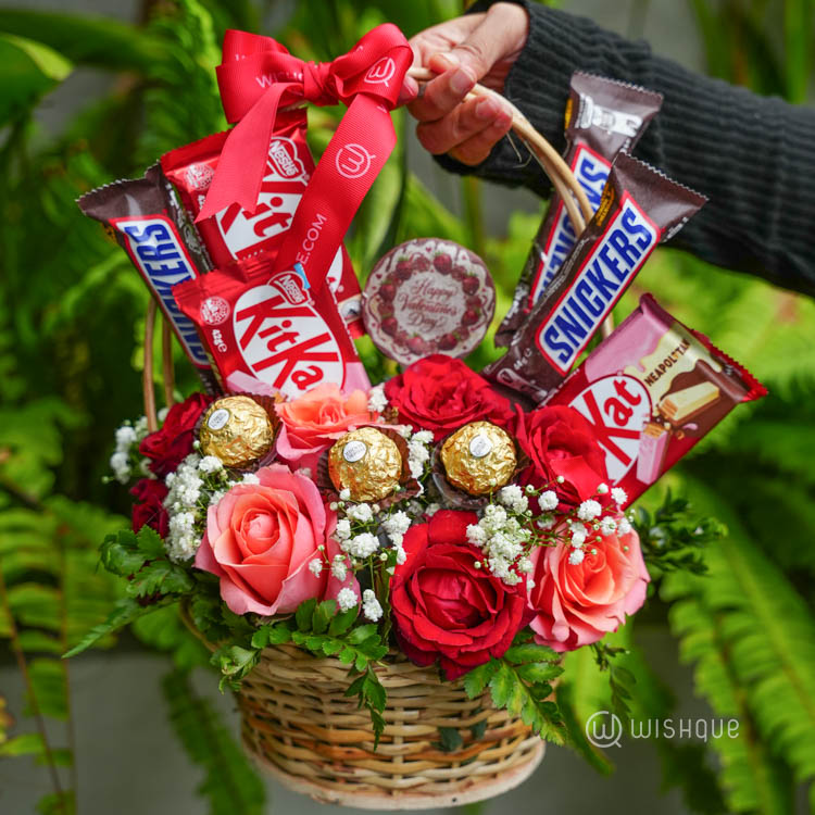 Sweetest Sentiments Valentine's Bloom Basket