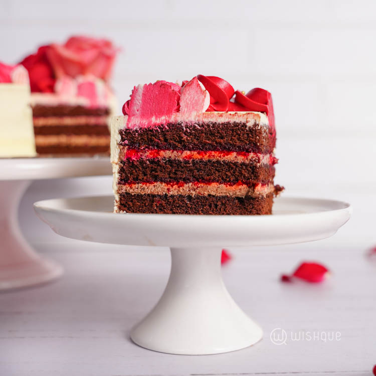 Romance in Petals Raspberry Chocolate Cake