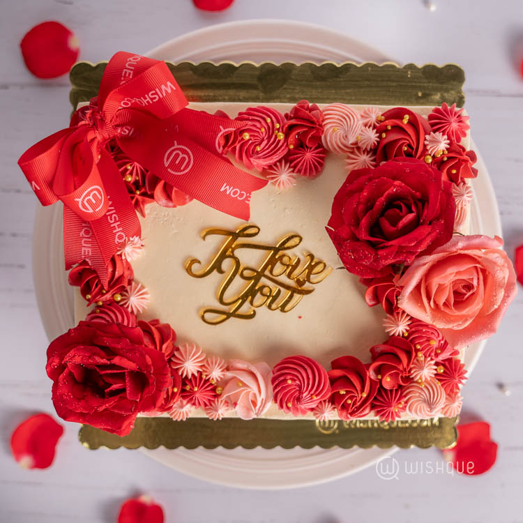 Romance in Petals Raspberry Chocolate Cake