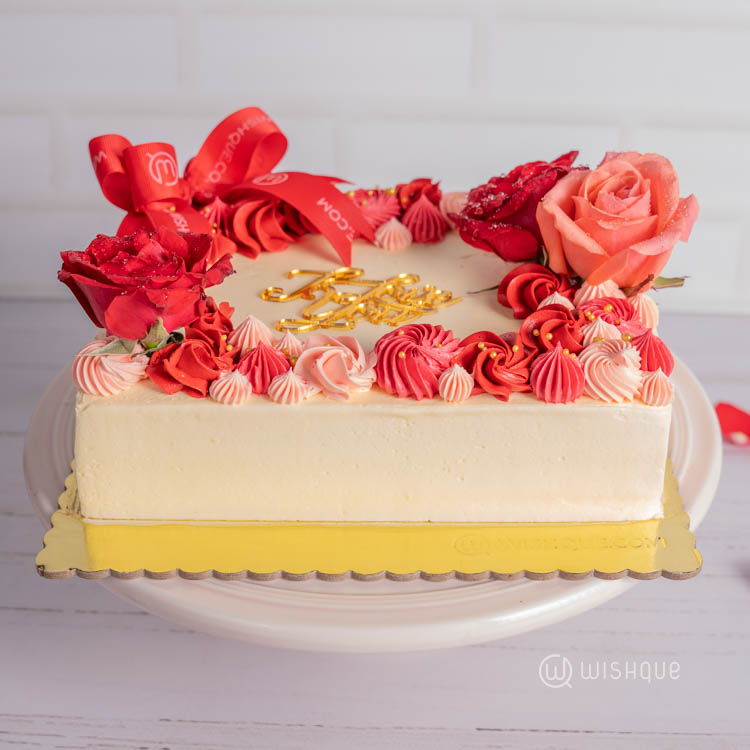 Romance in Petals Raspberry Chocolate Cake