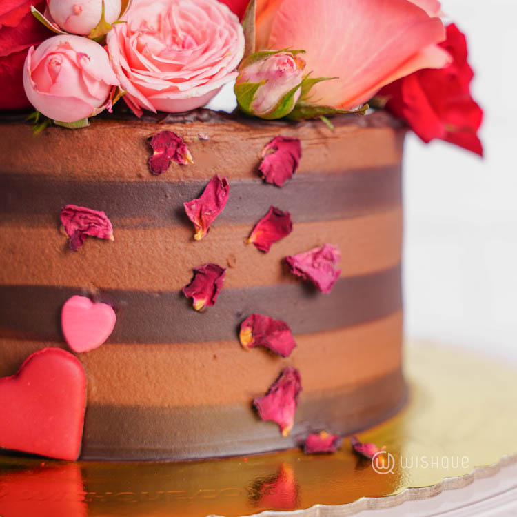 Rose Petal Chocolate Ganache Cake