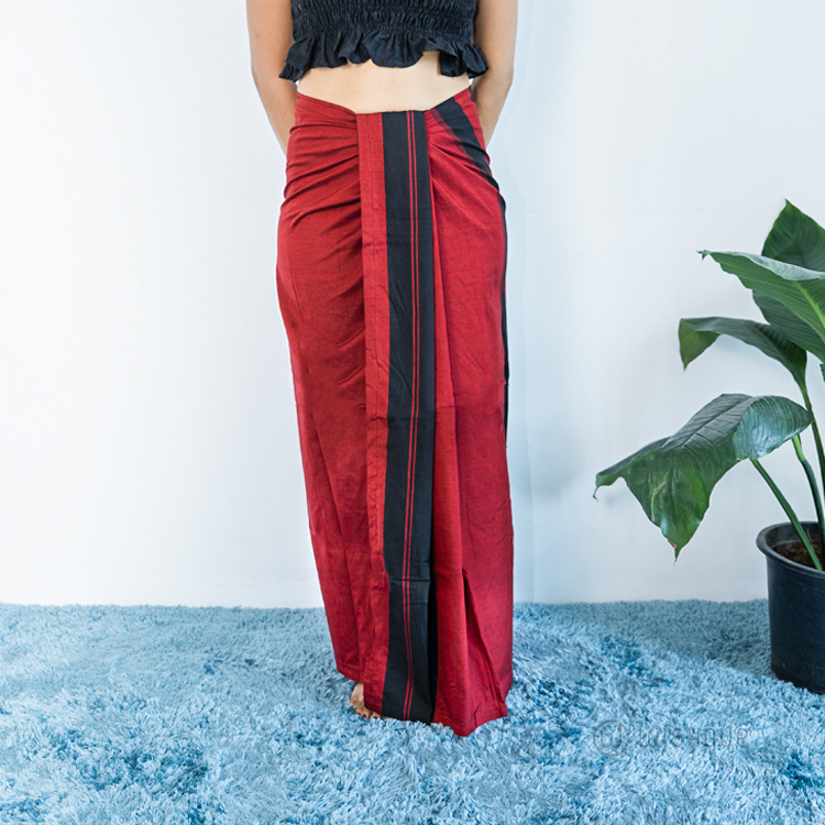 Avurudu Colour Red & Black Handloom Lungi