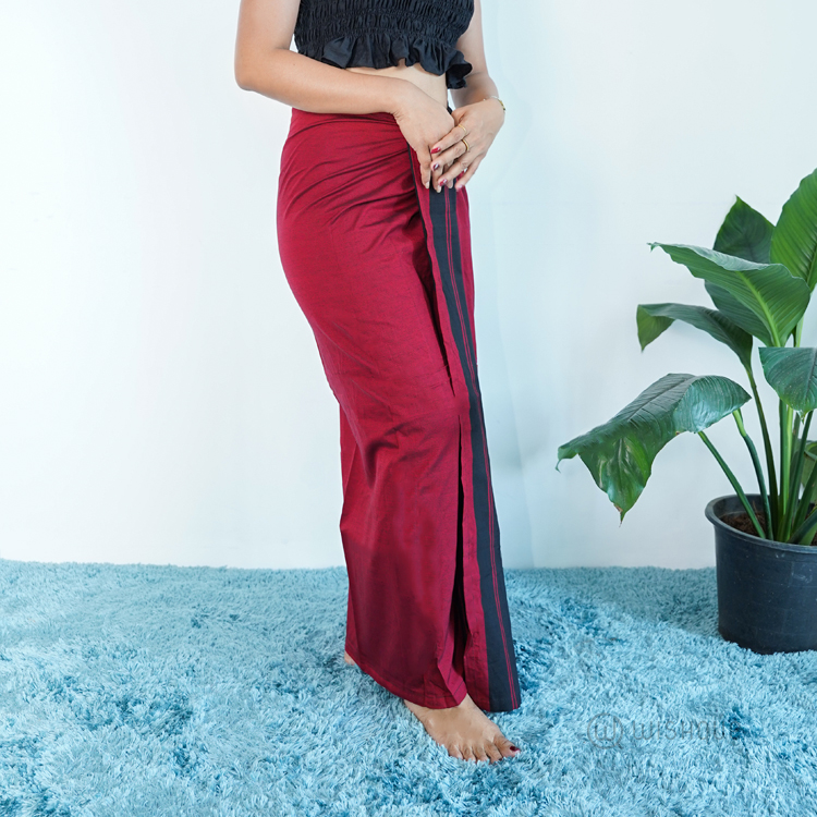 Avurudu Colour Red & Black Handloom Lungi