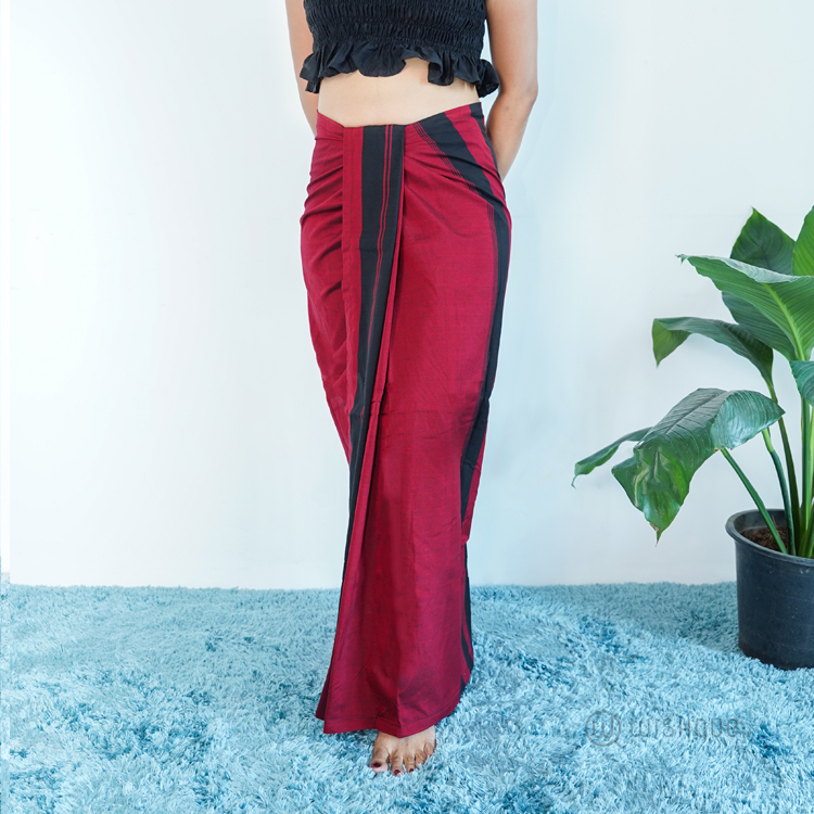 Avurudu Colour Red & Black Handloom Lungi