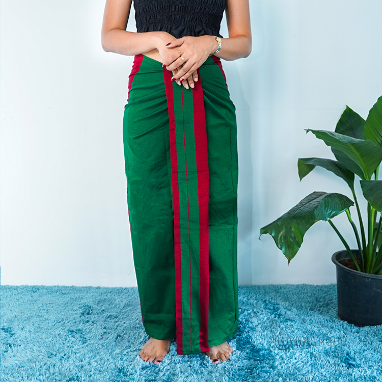 Red & Green Avurudu Handloom Lungi