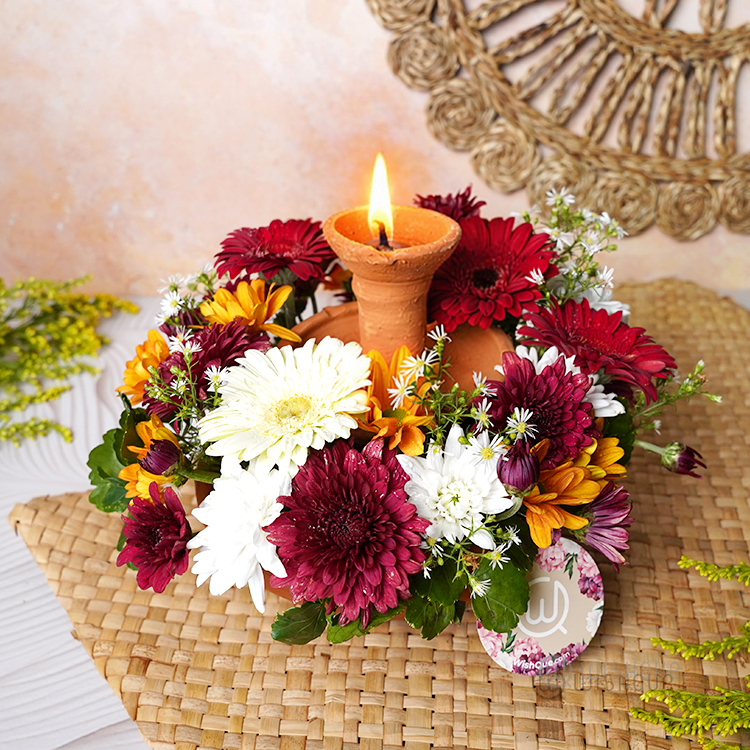 A Blooming Glow Clay Lamp Arrangement