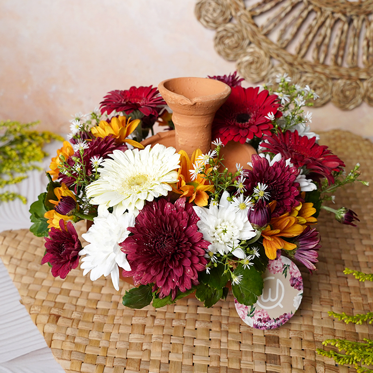 A Blooming Glow Clay Lamp Arrangement