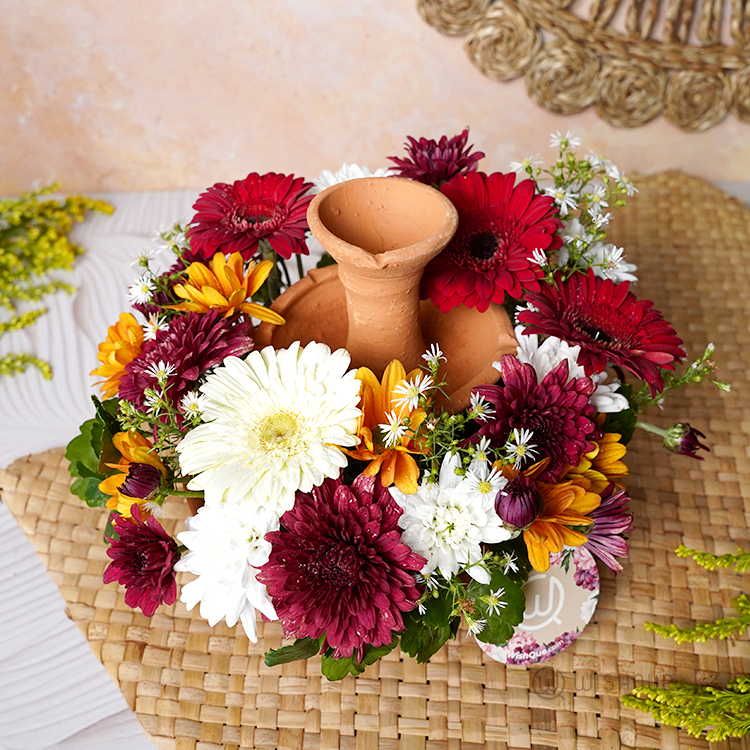 A Blooming Glow Clay Lamp Arrangement