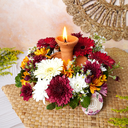 A Blooming Glow Clay Lamp Arrangement