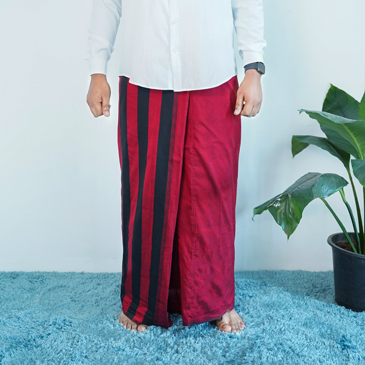 Avurudu Colour Red & Black Handloom Sarong & Lungi