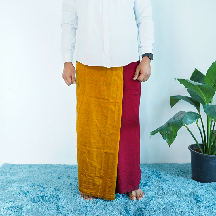 Maroon & Gold Line Avurudu Handloom Sarong & Lungi