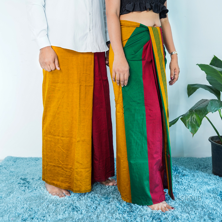 Maroon & Gold Line Avurudu Handloom Sarong & Lungi