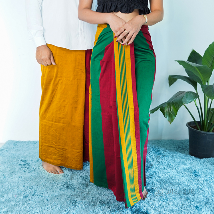 Maroon & Gold Line Avurudu Handloom Sarong & Lungi