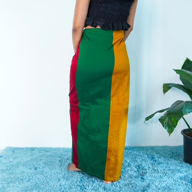 Maroon & Gold Line Avurudu Handloom Sarong & Lungi