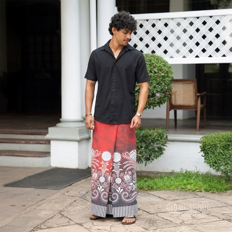Ceylon Red Avurudu Bloom Sarong