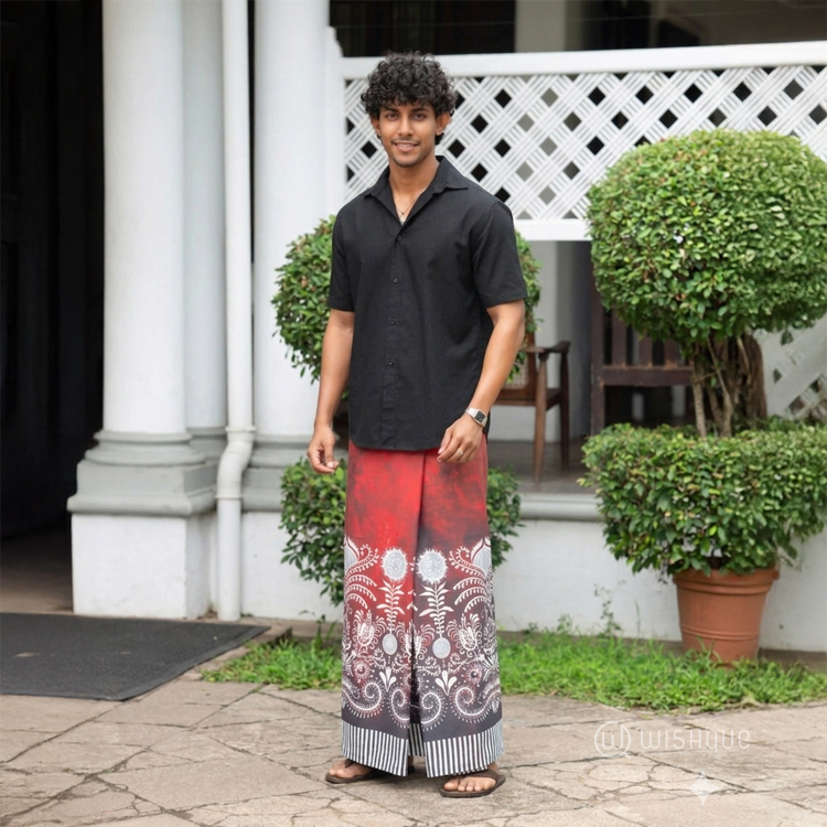 Ceylon Red Avurudu Bloom Sarong