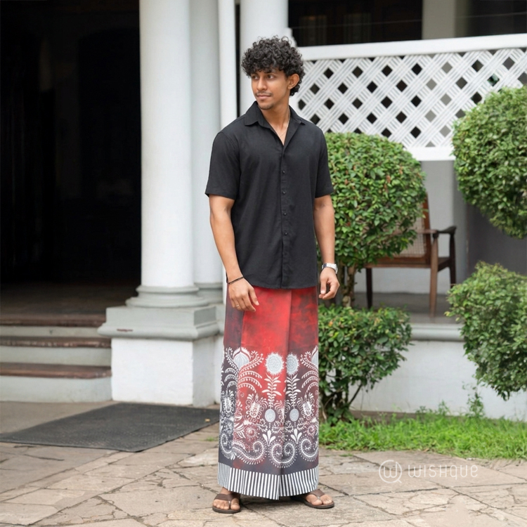 Ceylon Red Avurudu Bloom Sarong & Lungi