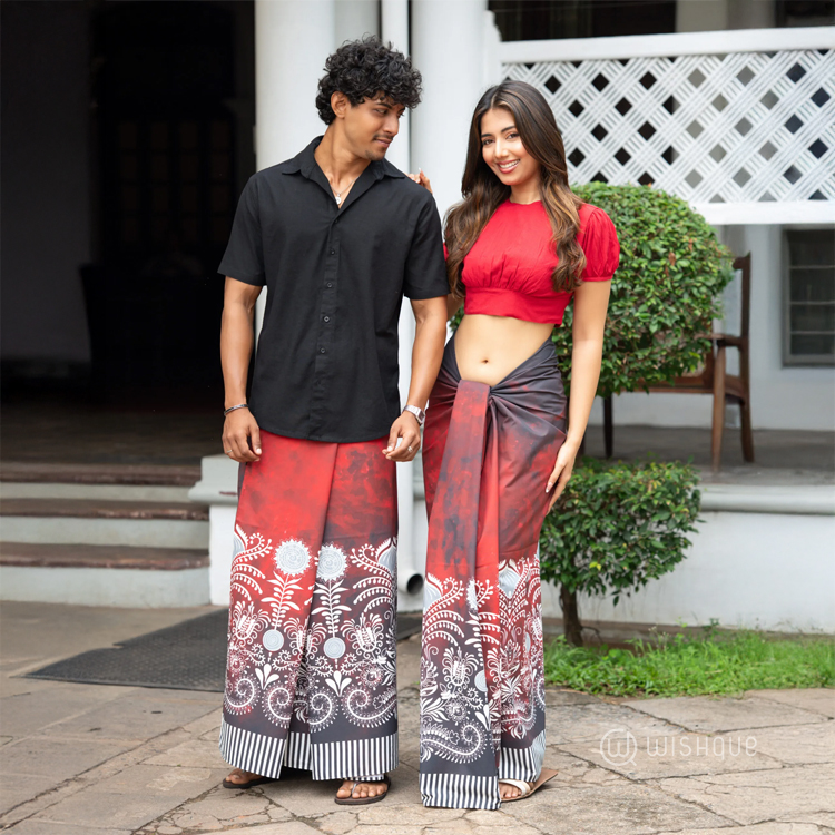 Ceylon Red Avurudu Bloom Sarong & Lungi