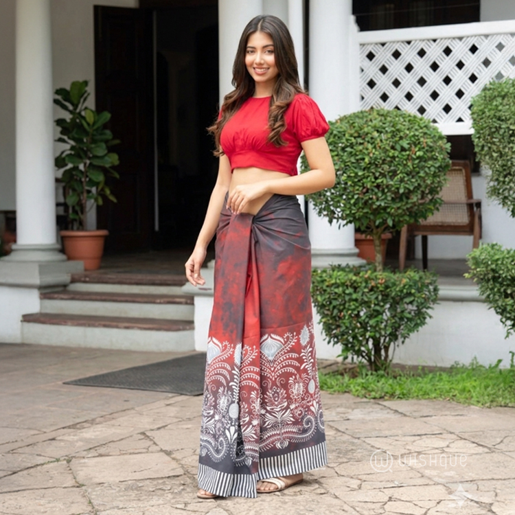 Ceylon Red Avurudu Bloom Sarong & Lungi