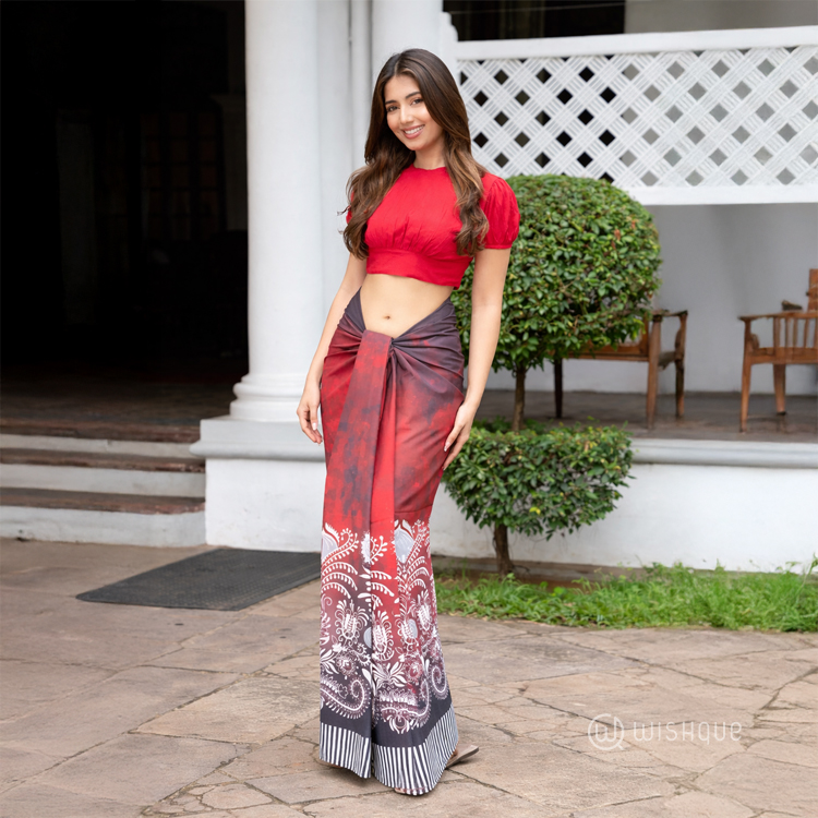 Ceylon Red Avurudu Bloom Sarong & Lungi