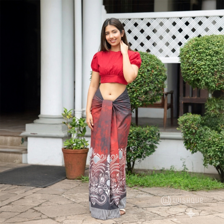Ceylon Red Avurudu Bloom Sarong & Lungi