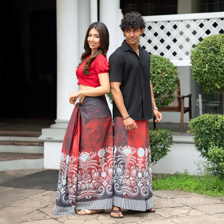 Ceylon Red Avurudu Bloom Sarong & Lungi