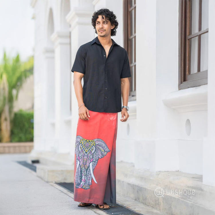 Raktha Warna Elephant Theme Sarong & Lungi