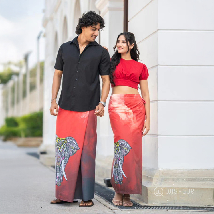 Raktha Warna Elephant Theme Sarong & Lungi
