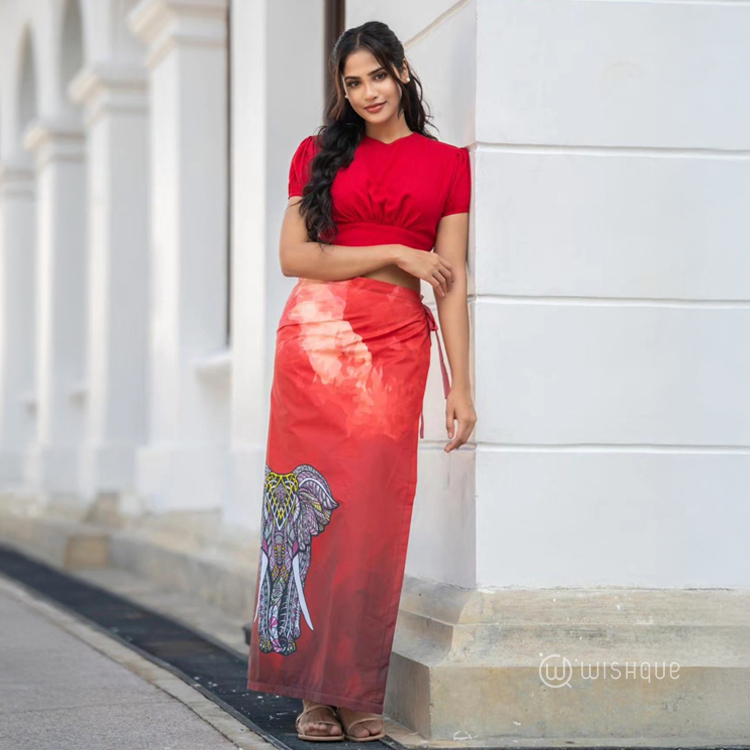 Raktha Warna Elephant Theme Sarong & Lungi