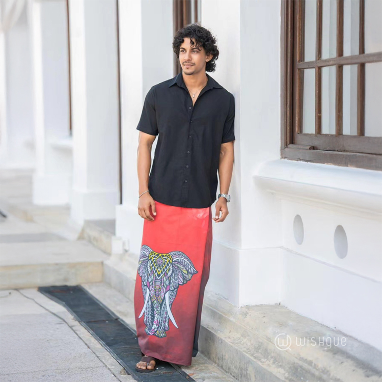 Raktha Warna Elephant Theme Sarong & Lungi