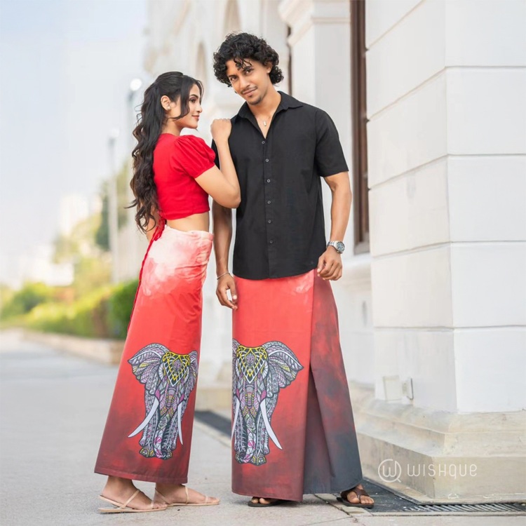Raktha Warna Elephant Theme Sarong & Lungi