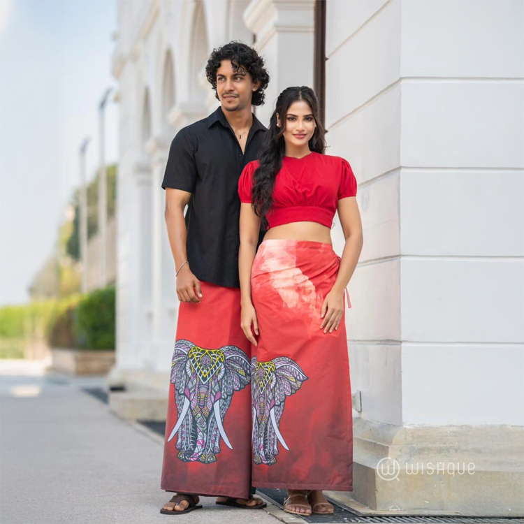 Raktha Warna Elephant Theme Sarong & Lungi