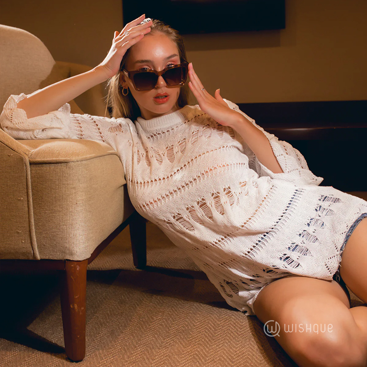 Taya Cruz Knit & Kiss Micro Dress - White